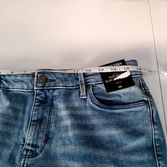 Simply Vera Vera Wang Womens Mid-Rise Slim Straight Jeans Size 10R Blue Denim - Picture 4 of 8